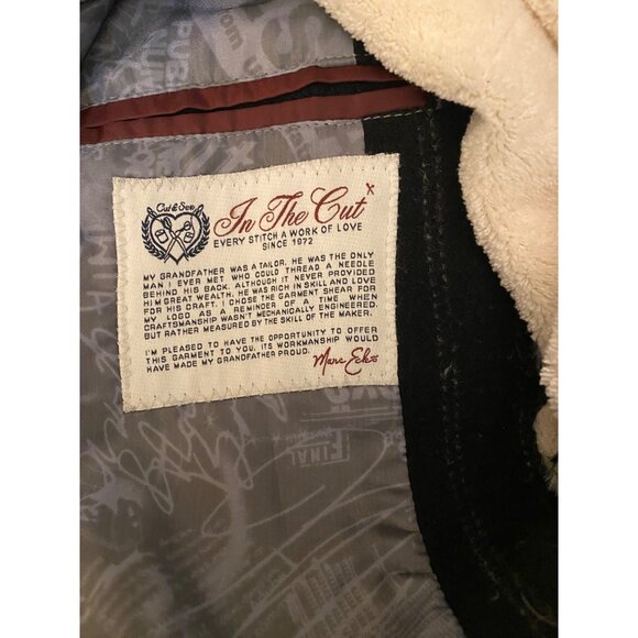 Marc Ecko Double Breasted Chalk Striped Wool Overcoat 40L Heavy Fleece-Lining - Picture 13 of 16